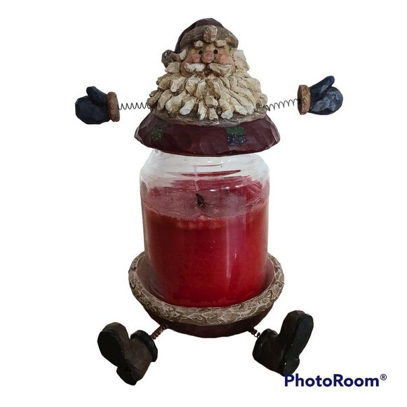 Vintage Whimsical Resin Santa Trinket Dish and Lid Candle Dish Spring Arms Legs - Picture 1 of 15